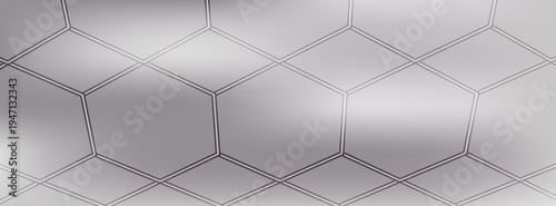 Isometric Hexagonal Grid Metallic Perspective Background
. Detailed vector pattern of 3D tiles on a silver gradient surface.