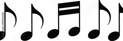 Black Musical Notes on a White Background symbol sound