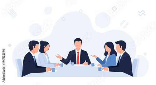 Business Meeting: Diverse Team Collaborating Around a Table, Discussing Ideas