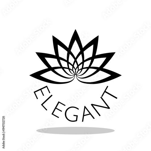 Elegant lotus flower logo with shadow