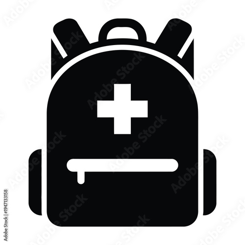 Medical backpack symbol with cross