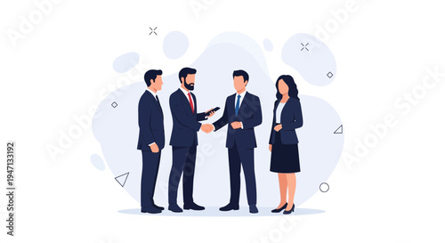 Businessmen and woman shaking hands, partnership, agreement, teamwork, corporate meeting
