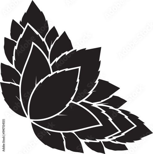 Lotus flower leaves layered pattern vector silhouette illustration and line art decoration
