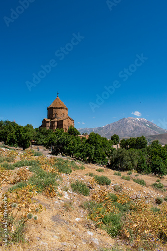 Turkey: view of the Cathedral of the Holy Cross (Akdamar Adası Kilisesi) on Akdamar Island in Lake Van, a medieval Armenian Apostolic cathedral built as a palatine church for the kings of Vaspurakan
