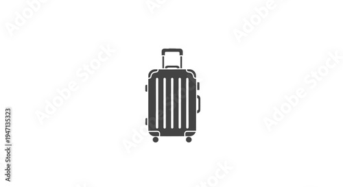 A black suitcase with handle and wheels.