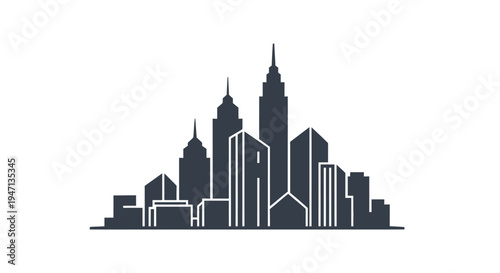 City skyline with modern skyscrapers silhouette.