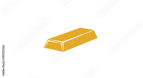 Golden ingot on white background.