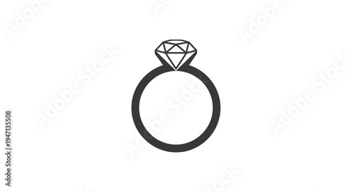 A simple line drawing of a diamond ring.