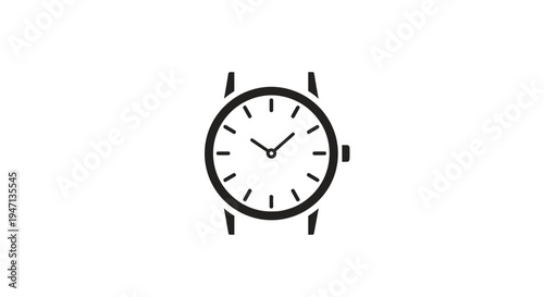 Simple black and white wristwatch illustration.