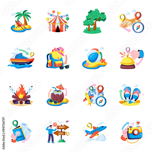 Set of Travel Flat Illustrations 