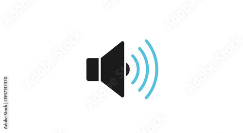 Sound speaker icon with blue waves.