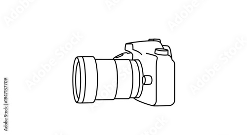 A line drawing of a camera.
