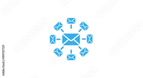 emails flying around a central inbox.