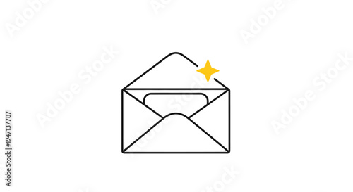 Simple line art of an envelope with a star.