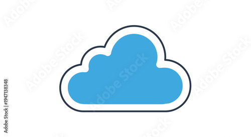 Simple blue cloud icon with white background and black outline, flat design style.