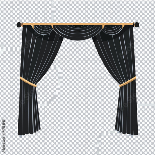 Elegant black curtain illustration decorative window treatment element