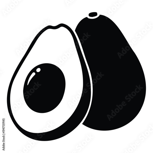 Avocado halves vector illustration isolated on white background for organic food and healthy cooking