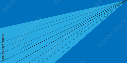 Aerial viewpoint of suspension bridge cables and lines converging toward a vanishing point against a clear blue sky illustration