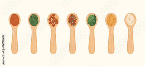 Cooking spice seasoning wooden spoon set