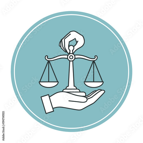 Hand holding scales of justice symbolizing law and fairness