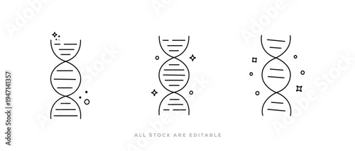 Collection of  clean structure DNA Helix Line Icon with Genetics, Science, and Medical Symbol Vector illustration.