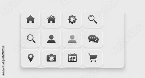 Collection of User Interface Icons for Web and App Design.