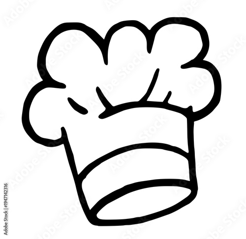 chef hat chefs headwear cooking vector icon white outline illustration