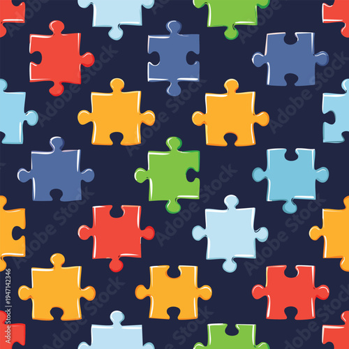 Colorful puzzle pieces background pattern for education teamwork and problem solving