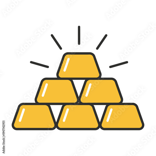 Growing stack of gold bars emphasizes wealth and success in minimalist style