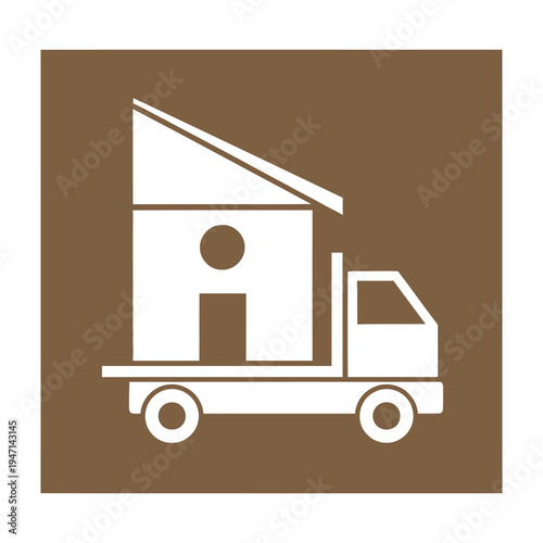 Flatbed truck hauling prefabricated house for modern construction projects