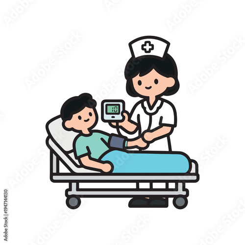 Nurse Caring for Patient in Hospital Bed