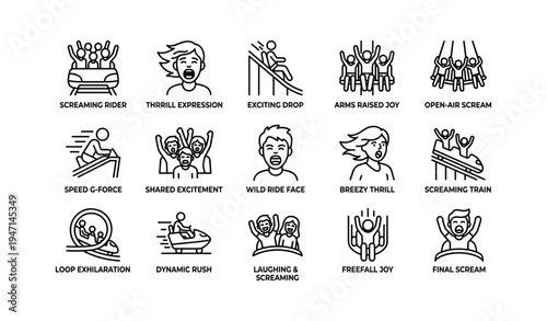 Roller coaster excitement and expressions of joy on fun ride