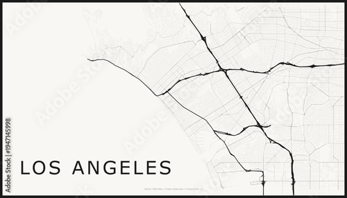 Los Angeles Road Network ? Ink Cartographic Line Art