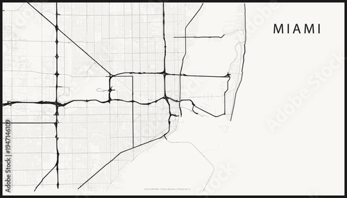Miami Road Network ? Ink Cartographic Line Art