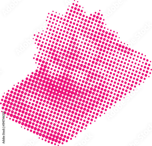 Pink halftone illustration of Australia map with dots on white background  geographic representation