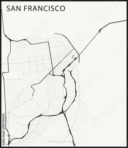 San Francisco Road Network ? Ink Cartographic Line Art