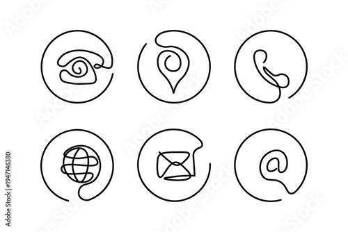 Communication icon set with speech bubbles and contact symbols for messaging, email, and social interaction.