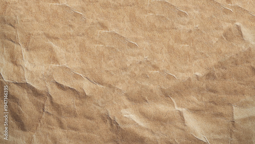 Crumpled Cardboard sheet texture background, pattern of brown kraft paper with vintage style.