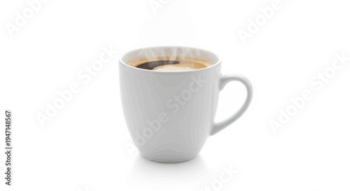 Steaming White Coffee Mug with Wood Grain Texture