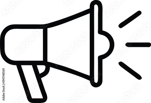 A simple line drawing of a megaphone
