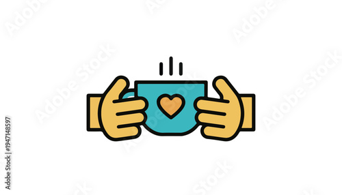 Hands holding warm cup of tea for comfort and Hygge concept for Winter Solstice season