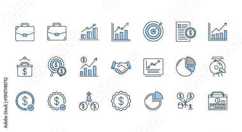 Business icons financial growth and success
