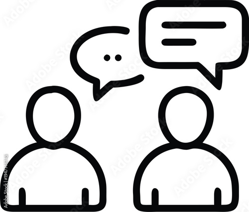 Two people talking to each other with speech bubbles