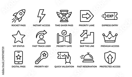 Icons of speed and access: passes, gates, and priority symbols