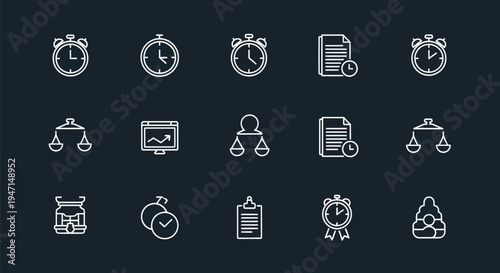 Business icons time law and management
