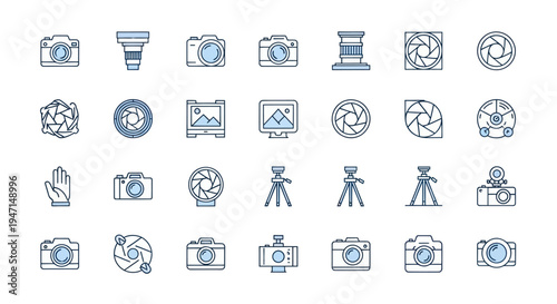 Camera and photography equipment icon set