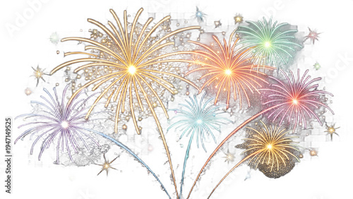 Colorful fireworks exploding in the sky