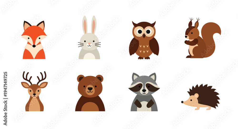 Fototapeta premium Cartoon forest animals illustration