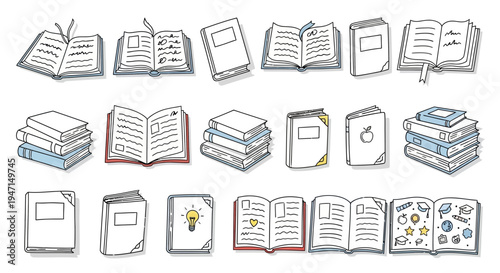 Hand Drawn Book Collection Set