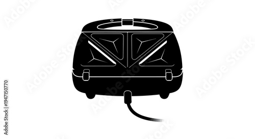 Black toaster with white outline on a plain background kitchen appliance illustration